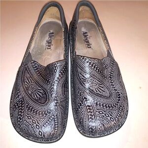 Alegria Deb 345 Leather Clog Shoes Slip On Nursing Gray Black Sz EU 39